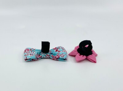 Cat Collar With Optional Flower Or Bow Tie Pink Roses On Teal Breakaway Collar Adjustable Sizes S Kitten, M, L - image6